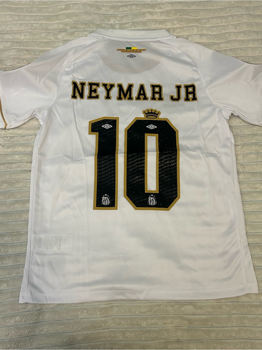 Umbro White Santos FC Jersey with Gold Accents